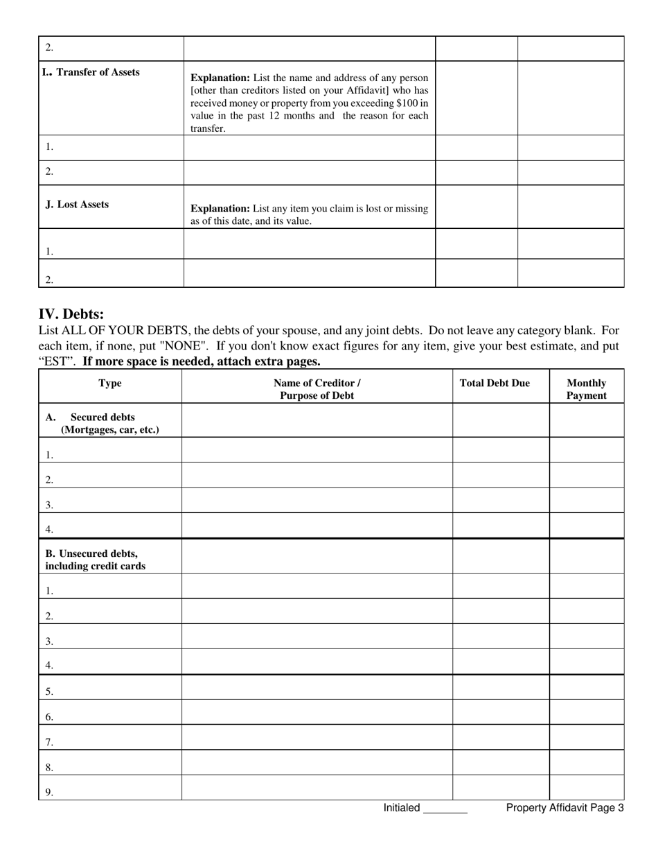 Form DR602B Affidavit of Property - Butler County, Ohio, Page 3