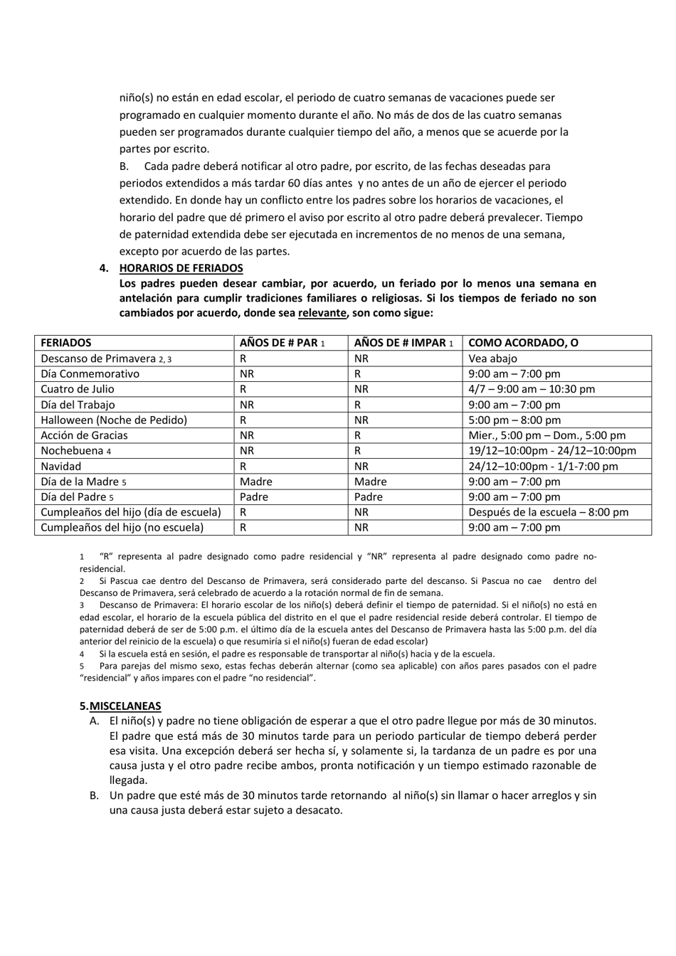 Formulario DR610.1 Guias Para El Tiempo De Paternidad - Butler County, Ohio (Spanish), Page 5