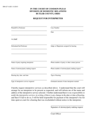Form DR627-A Request for Interpreter - Butler County, Ohio