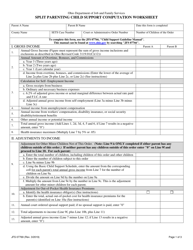 Form JFS07769 &quot;Split Parenting Child Support Computation Worksheet&quot; - Ohio