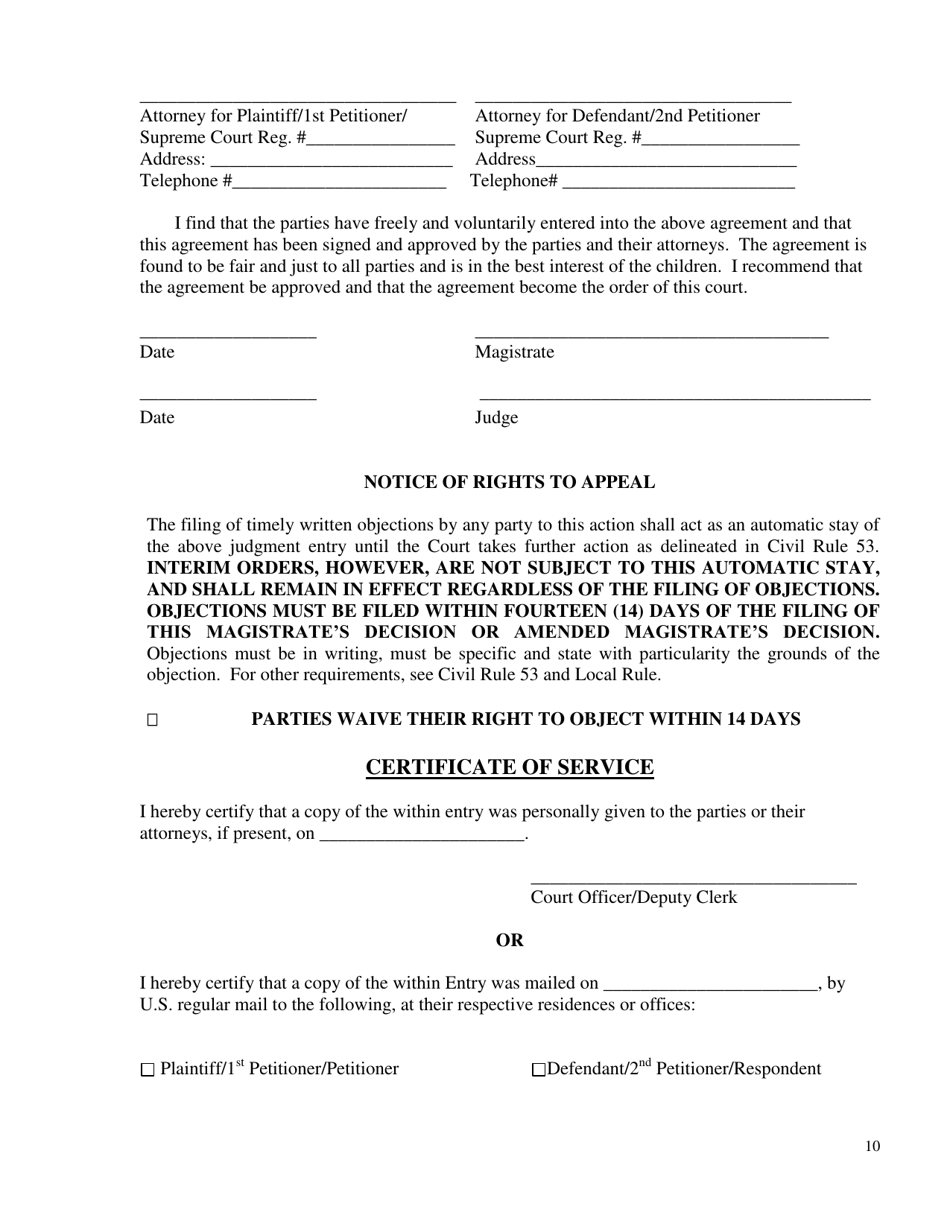 Form DR716 Agreed Entry (No Hearing Required) - Butler County, Ohio, Page 10