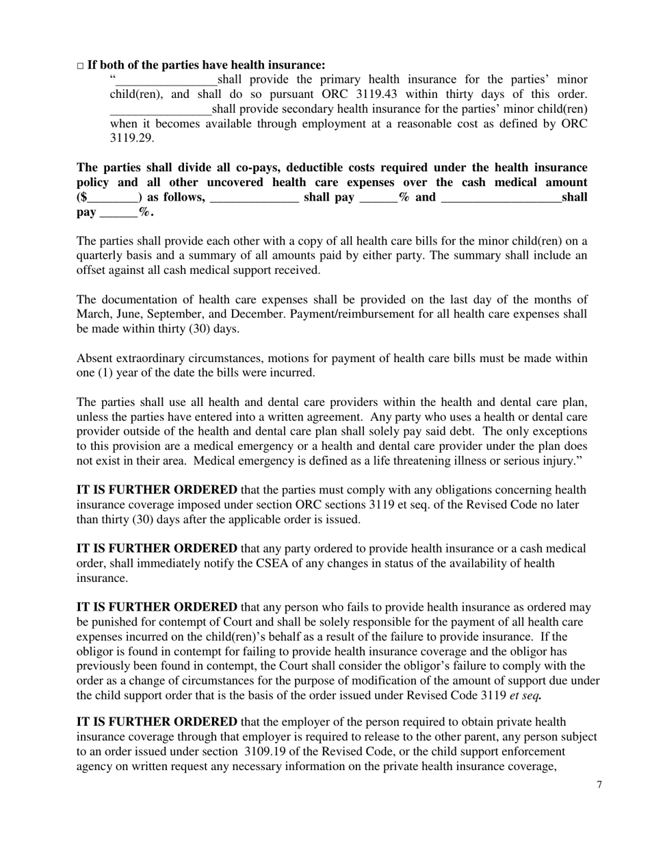 Form DR716 Agreed Entry (No Hearing Required) - Butler County, Ohio, Page 7