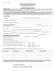 Form DR813 &quot;Transcript Request Form&quot; - Butler County, Ohio