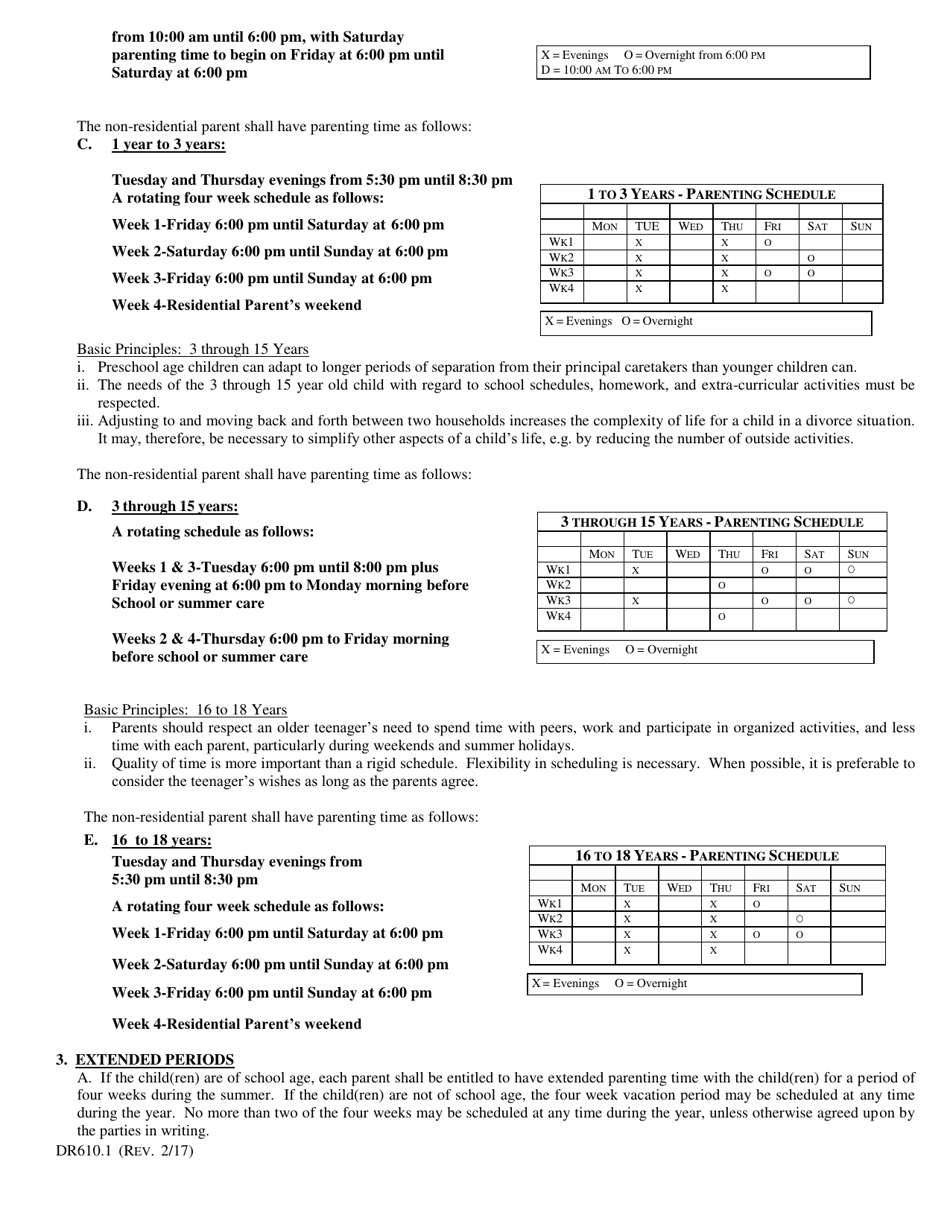Form DR610.1 Guidelines for Parenting Time - Butler County, Ohio, Page 2