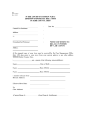 Form C13 Notice of Intent to Relocate Within Butler County - Butler County, Ohio