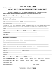 Form DV001 Personal Description of Respondent - Butler County, Ohio