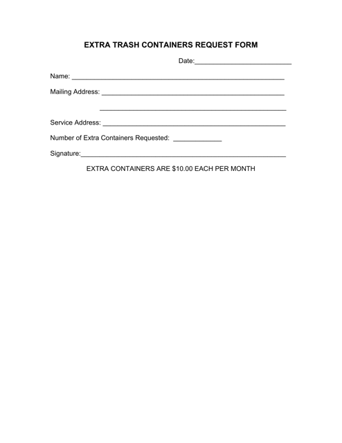 Extra Trash Containers Request Form - Town of Biscoe, North Carolina Download Pdf