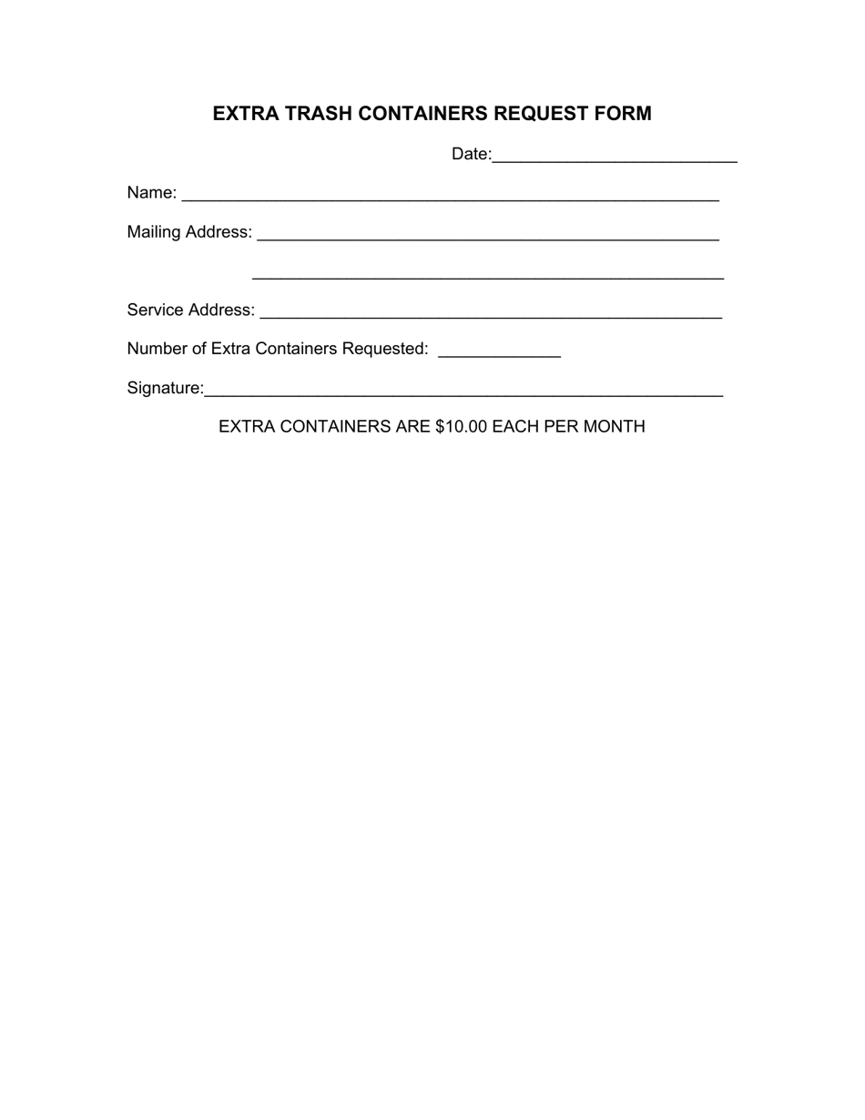 Extra Trash Containers Request Form - Town of Biscoe, North Carolina, Page 1