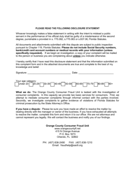 Consumer VS. Business Complaint Form - Orange County, Florida, Page 4