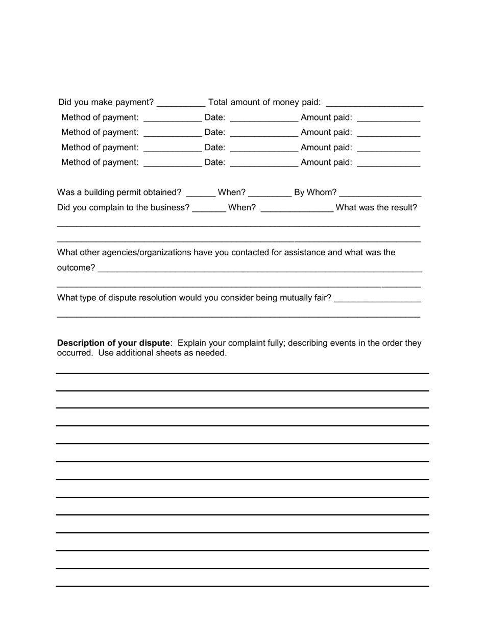Construction Complaint Form - Orange County, Florida, Page 4