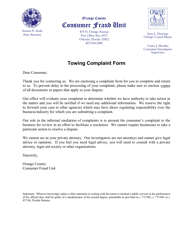 Towing Complaint Form - Trespass/Nonconsensual Towing and Vehicle Immobilization - Orange County, Florida