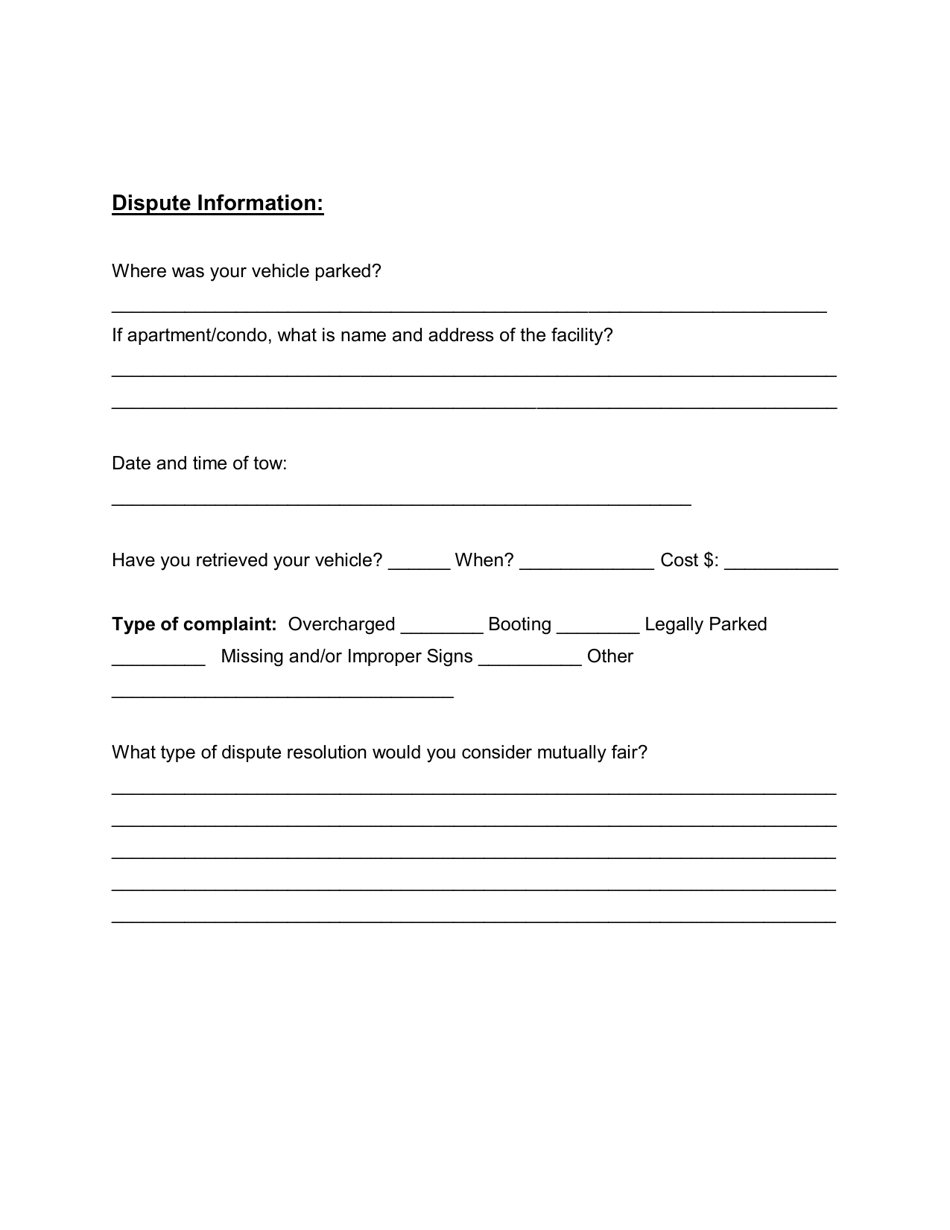 Towing Complaint Form - Trespass / Nonconsensual Towing and Vehicle Immobilization - Orange County, Florida, Page 3