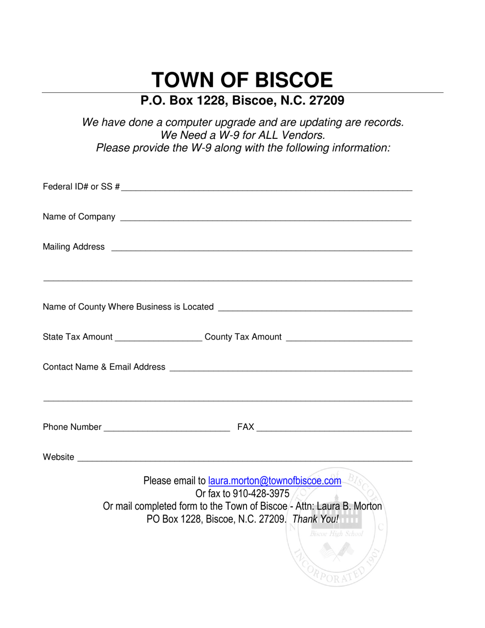 Vendor Updates - Town of Biscoe, North Carolina, Page 1