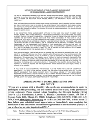 Form CLK/CT862 Claim of Exemption and Request for Hearing - Miami-Dade County, Florida, Page 2