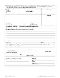 Document preview: Form CLK/CT.216 Execution - Miami-Dade County, Florida