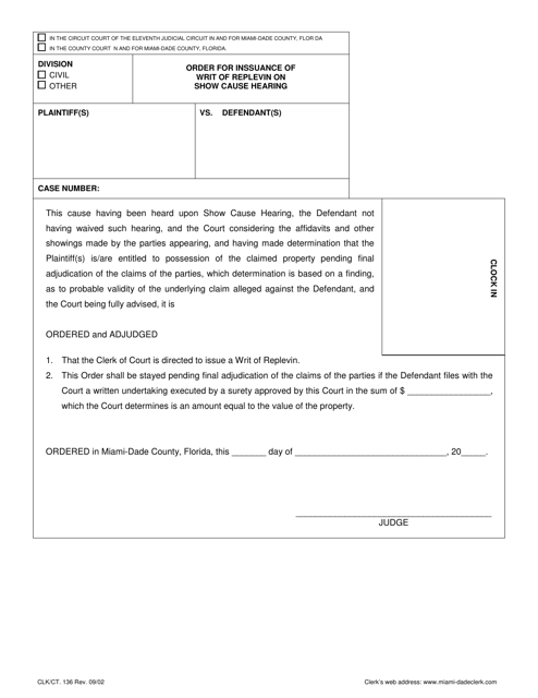 Form CLK/CT.136  Printable Pdf