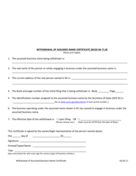 Document preview: Withdrawal of Assumed Name Certificate - North Carolina