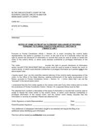 Form CLK/CT.561 Notice of Crime Victim Opt-In to Prevent Disclosure of Records Pursuant to Florida Constitution Article I, Section 16 (Marsy's Law) - Miami-Dade County, Florida