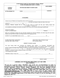 Document preview: Form CLK/CT.343 Petition and Order to Show Cause - Miami-Dade County, Florida