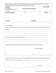 Document preview: Form CLK/CT.020 Motion for Return of Property - Miami-Dade County, Florida