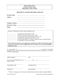 Document preview: Form CLK/CT.545 Premarital Course Provider Affidavit - Miami-Dade County, Florida