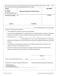 Document preview: Form CLK/CT414 Affidavit in Support of Petition to Seal - Miami-Dade County, Florida