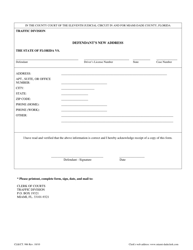 Document preview: Form CLK/CT.986 Defendant's New Address - Miami-Dade County, Florida