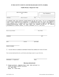 Document preview: Form CLK/CT894 Request for Trial - Miami-Dade County, Florida