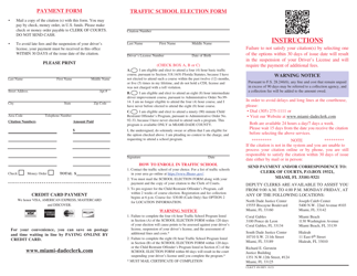 Document preview: Form CLK/CT494 Traffic Mailer - Miami-Dade County, Florida