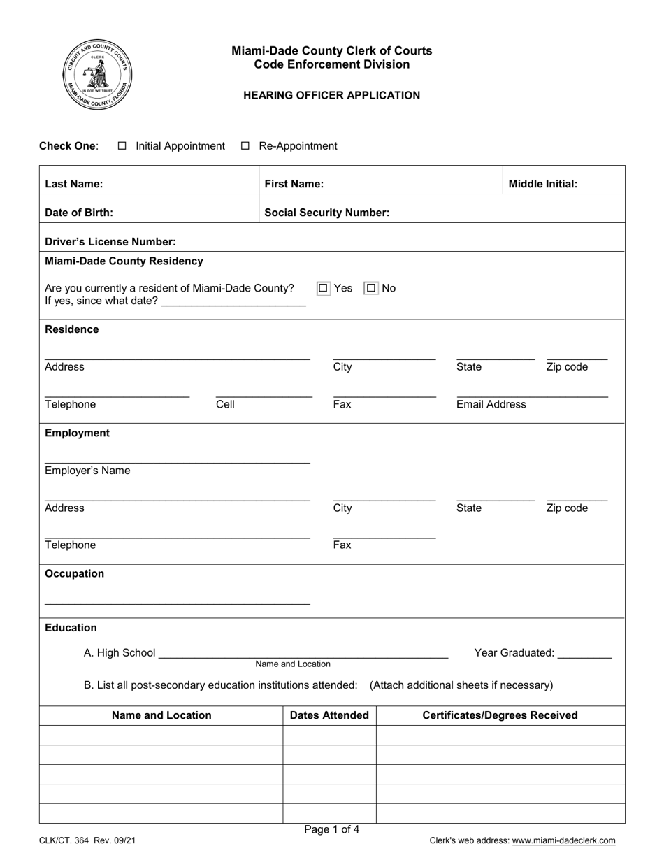 Form Clk Ct.364 - Fill Out, Sign Online And Download Fillable Pdf 