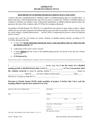 Document preview: Form CLK/CT.264 Affidavit - Disabled Parking Space - Miami-Dade County, Florida