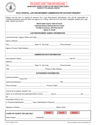 Document preview: Form CLK/CT.286 Fccc Eportal Law Enforcement Administrator Account Request - Miami-Dade County, Florida