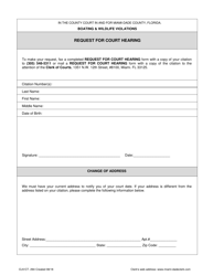 Document preview: Form CLK/CT.294 Request for Court Hearing - Miami-Dade County, Florida