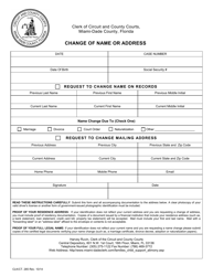 Document preview: Form CLK/CT.285 Change of Name or Address - Miami-Dade County, Florida