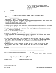 Document preview: Form CLK/CT933 Owner's Claim for Mortgage Foreclosure Surplus - Miami-Dade County, Florida