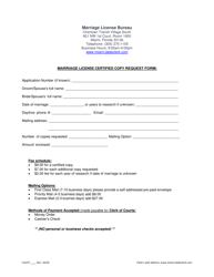 Document preview: Marriage License Certified Copy Request Form - Miami-Dade, Florida