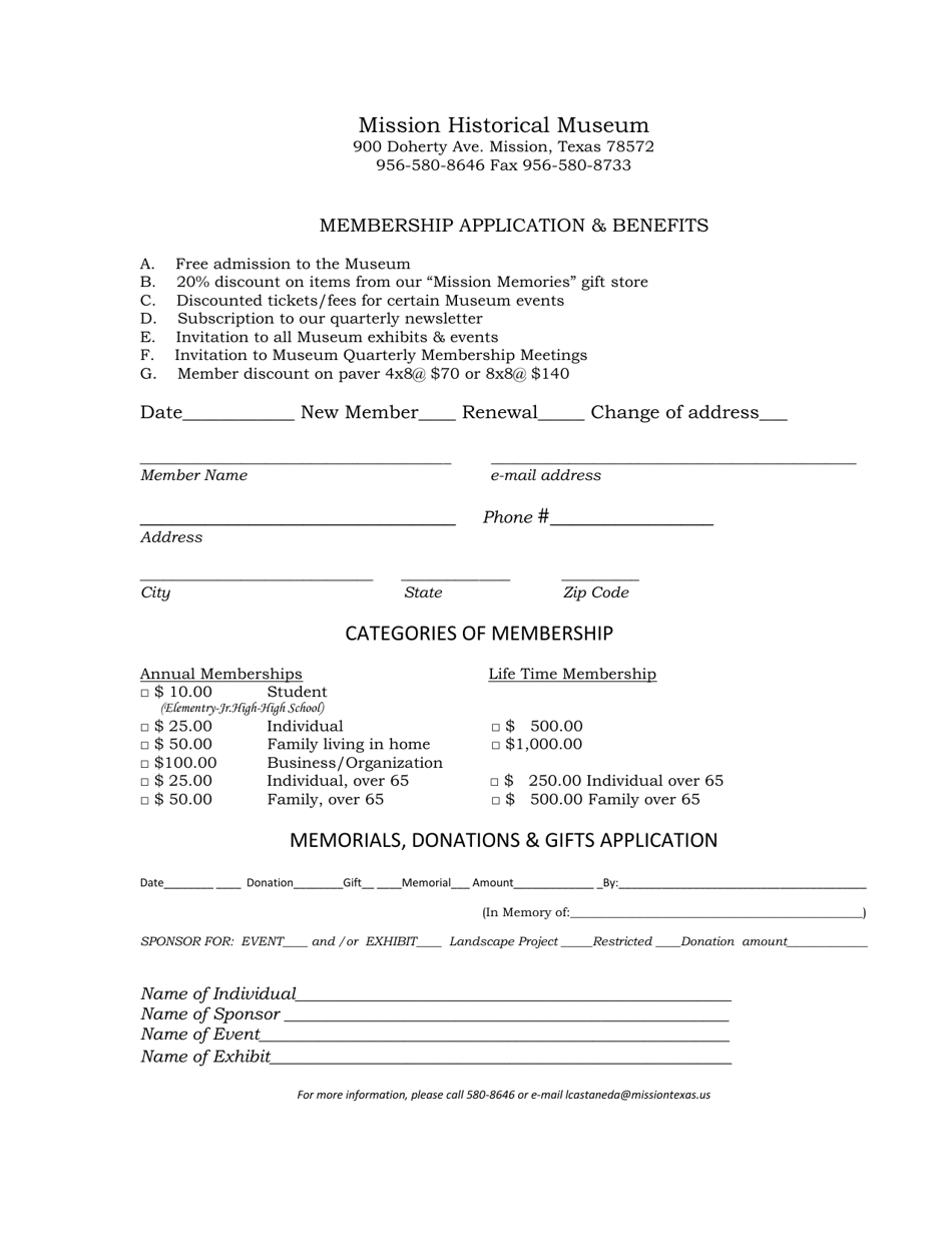 City of Mission, Texas Membership Application & Benefits Fill Out