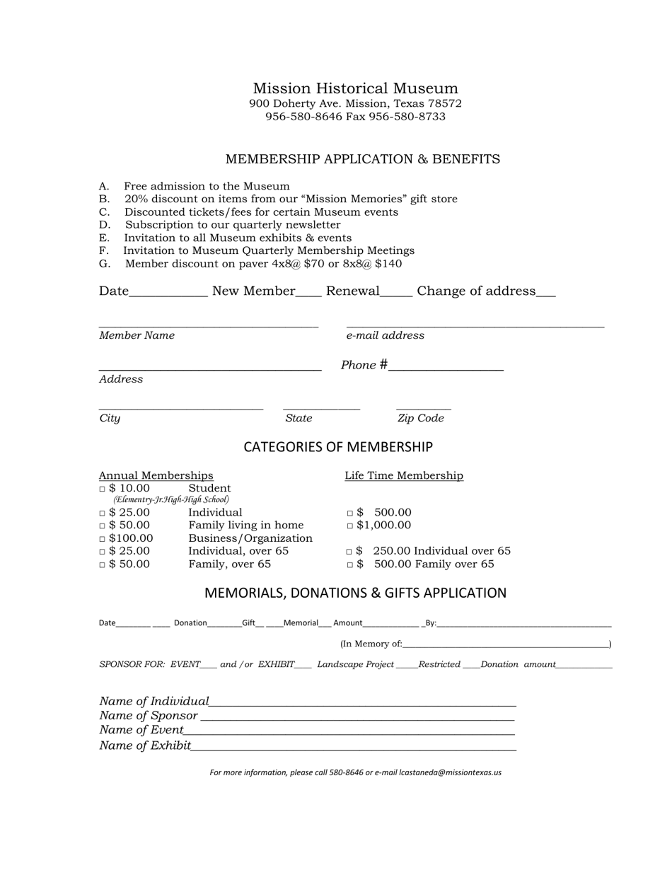 Membership Application  Benefits - City of Mission, Texas, Page 1