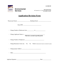 &quot;Application Revision Form&quot; - Wake County, North Carolina