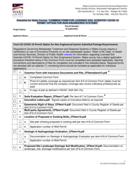 Checklist for Wake County &quot;common Form for Licensed Soil Scientist Covid-19 Permit Option for Non-engineered Systems&quot; - Wake County, North Carolina