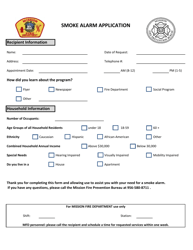Document preview: Smoke Alarm Application - City of Mission, Texas