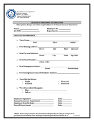 Document preview: Change of Personal Information - City of Mission, Texas