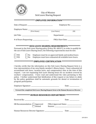 Document preview: Sick Leave Sharing Request - City of Mission, Texas