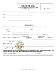 Criminal Subpoena - Franklin County, Ohio, Page 3