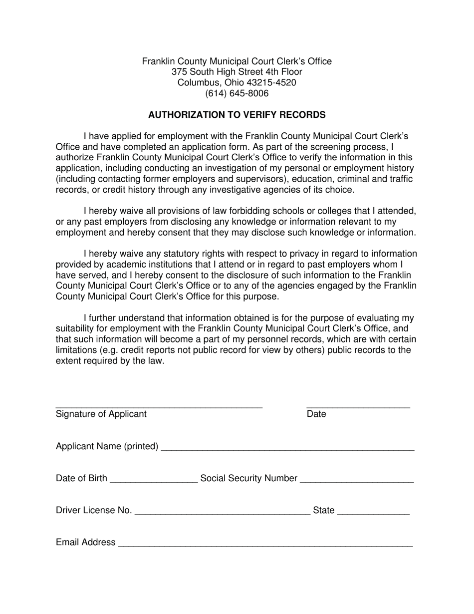 Employment Application - Franklin County, Ohio, Page 6