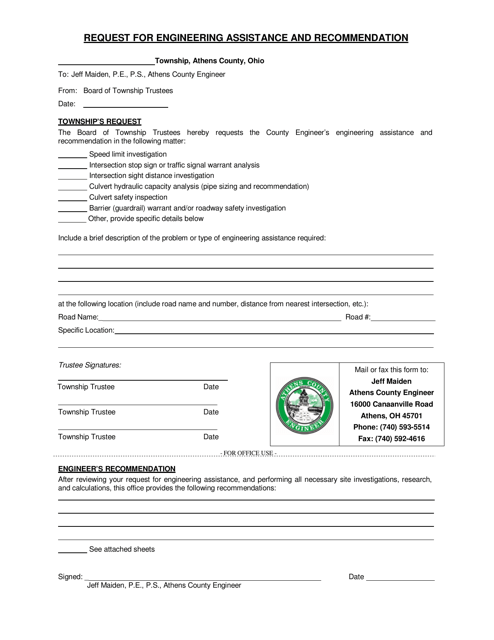 Request for Engineering Assistance and Recommendation - Athens County, Ohio Download Pdf