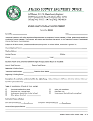 Athens County Utility Application/Permit - Athens County, Ohio