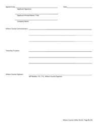 Athens County Utility Application/Permit - Athens County, Ohio, Page 4