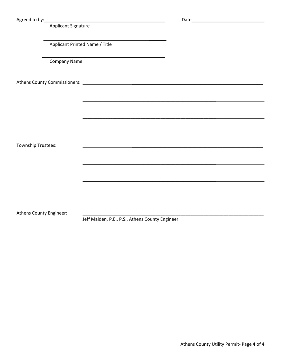 Athens County Utility Application / Permit - Athens County, Ohio, Page 4