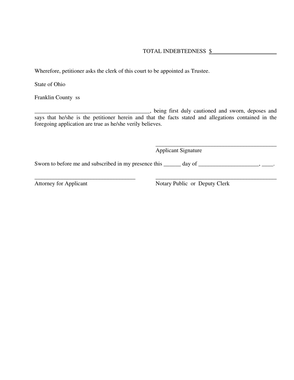 Franklin County, Ohio Application for Appointment of Trustee - Fill Out ...